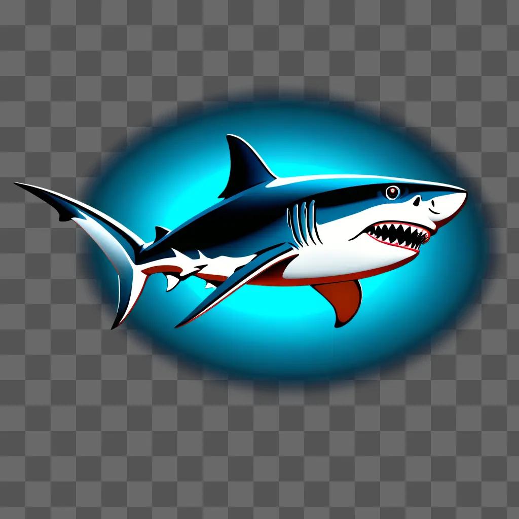 shark clipart with blue background