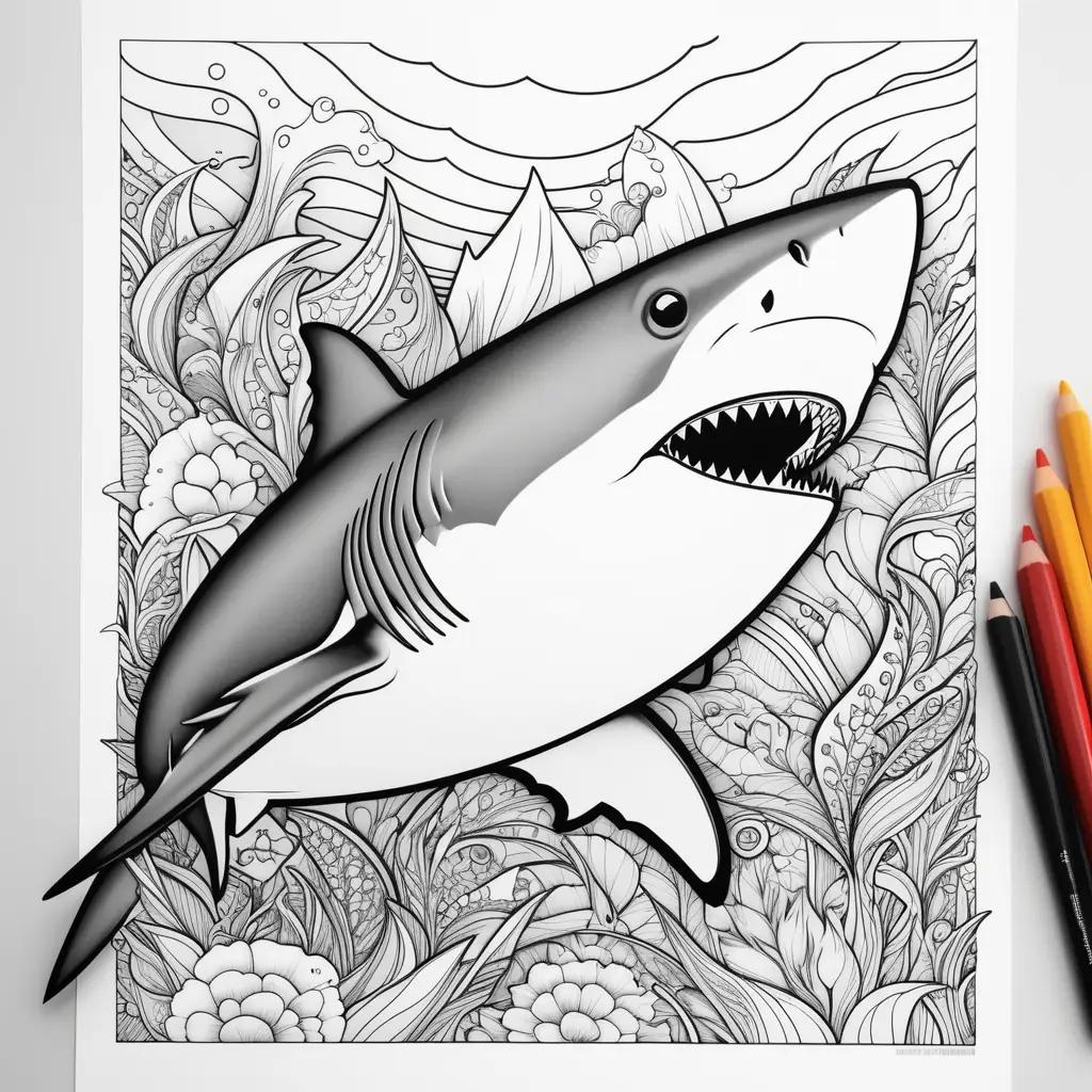 shark coloring page with various color choices