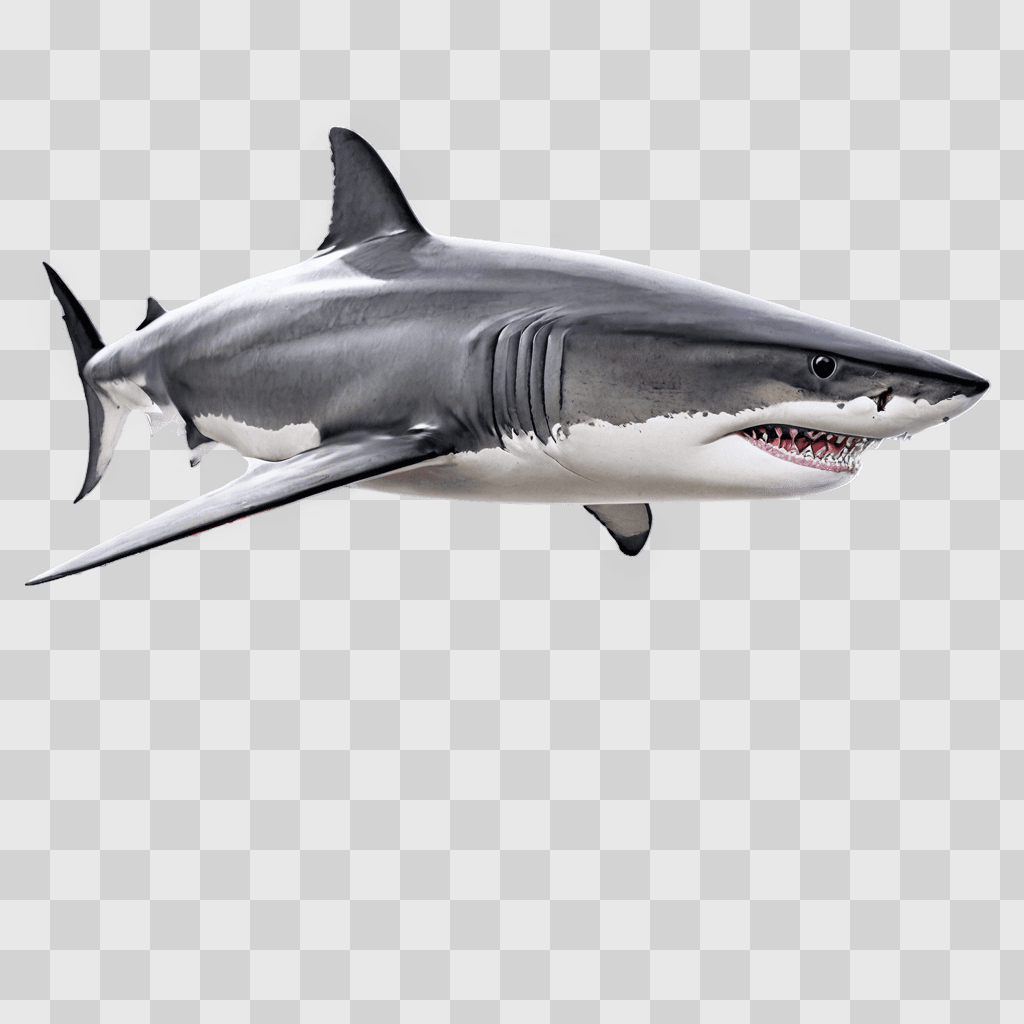 shark drawing Large shark with large mouth on gray background