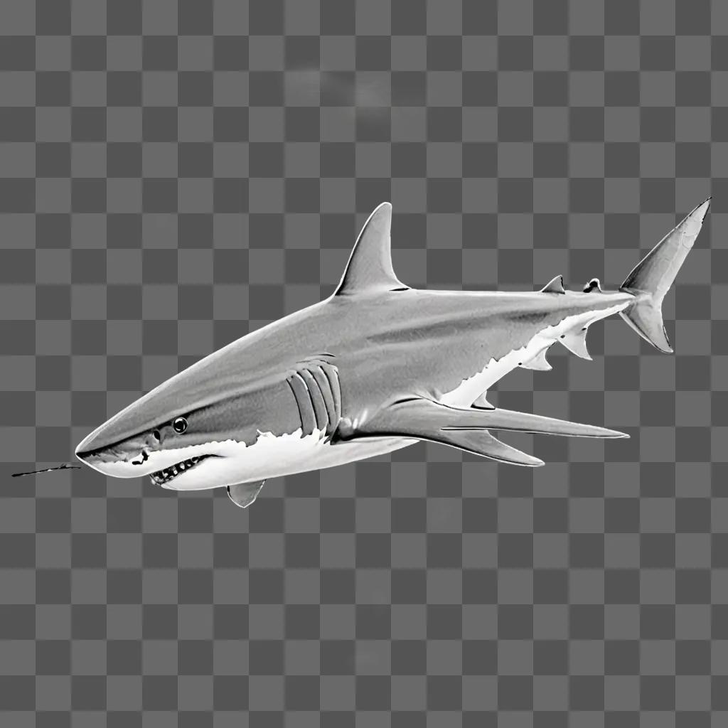 shark drawing outline A large shark swimming in a sea