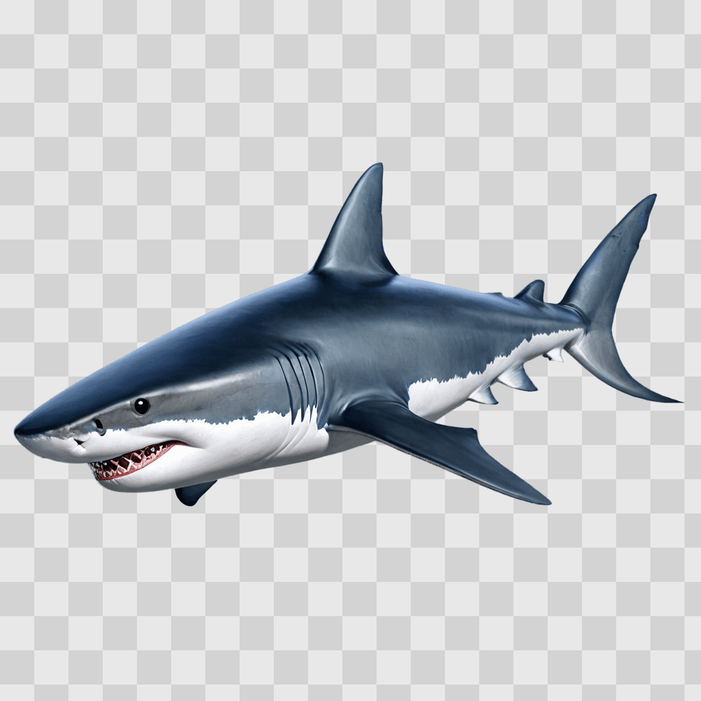 shark drawing realistic A 3D rendered shark with a blue background