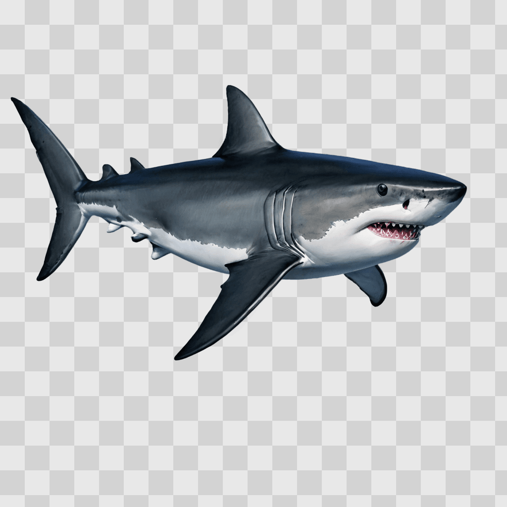 shark drawing realistic A realistic shark model floats on a gray background