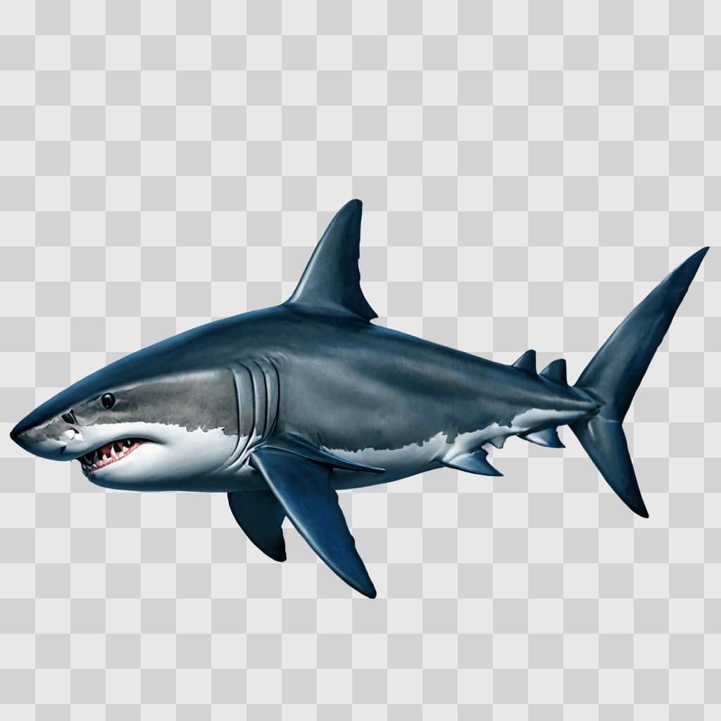 shark drawing realistic A shark is swimming in a blue background