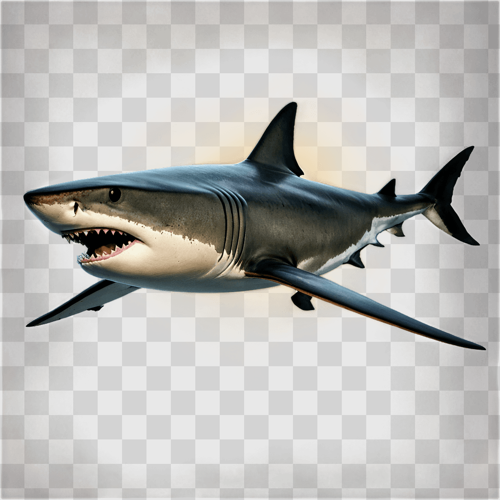 shark drawing realistic A shark with a large mouth and teeth is flying