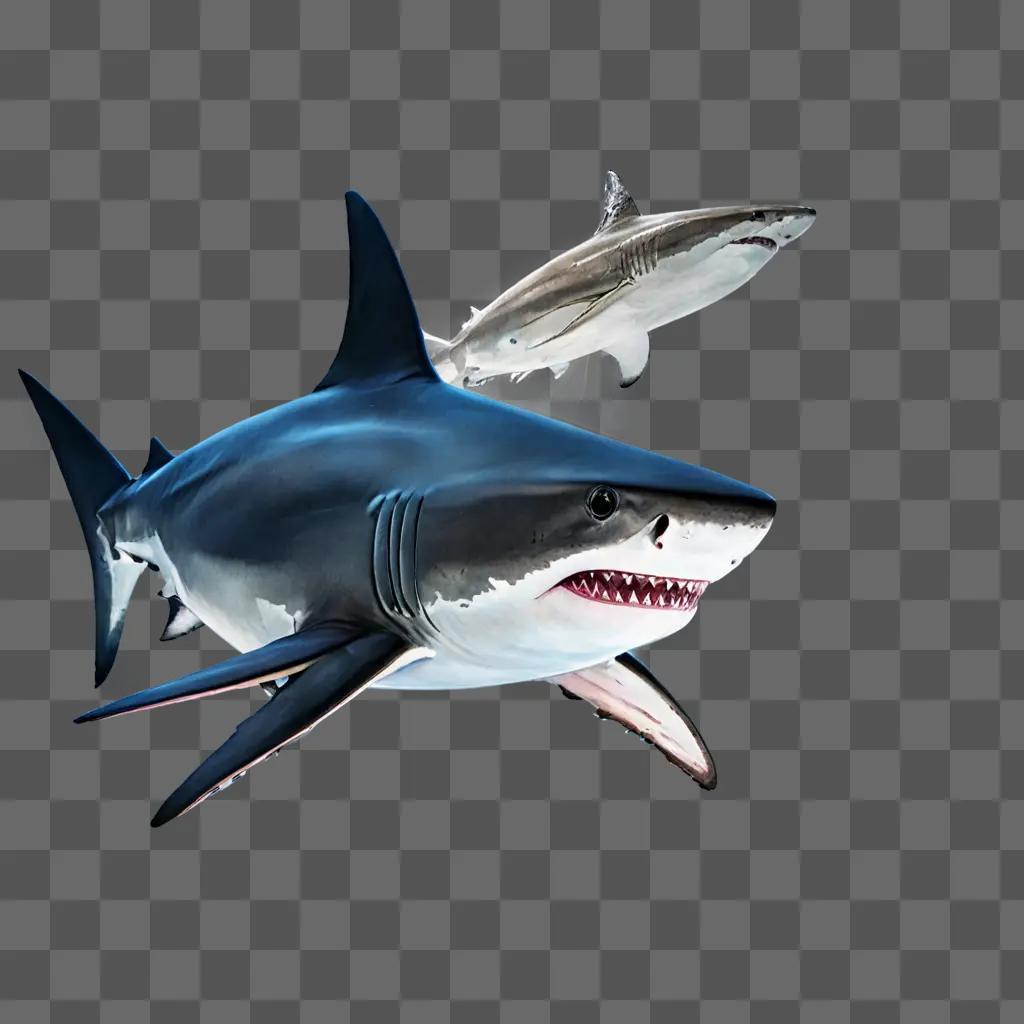 shark drawing realistic A shark with a white and gray color pattern