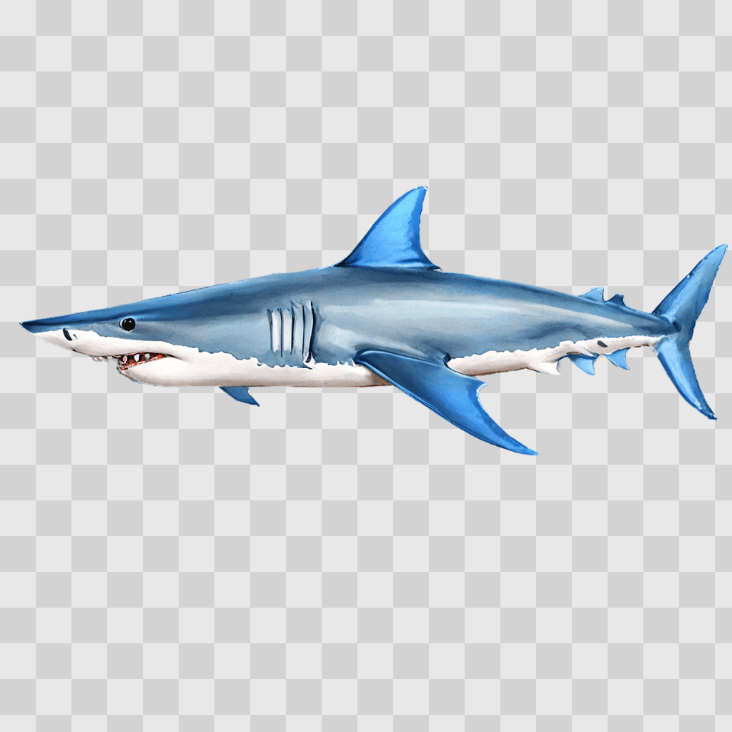 shark drawing with colour A blue shark swims in the ocean