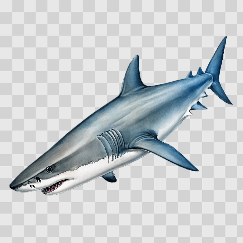 shark drawing with colour A grey shark with a white stripe on its side