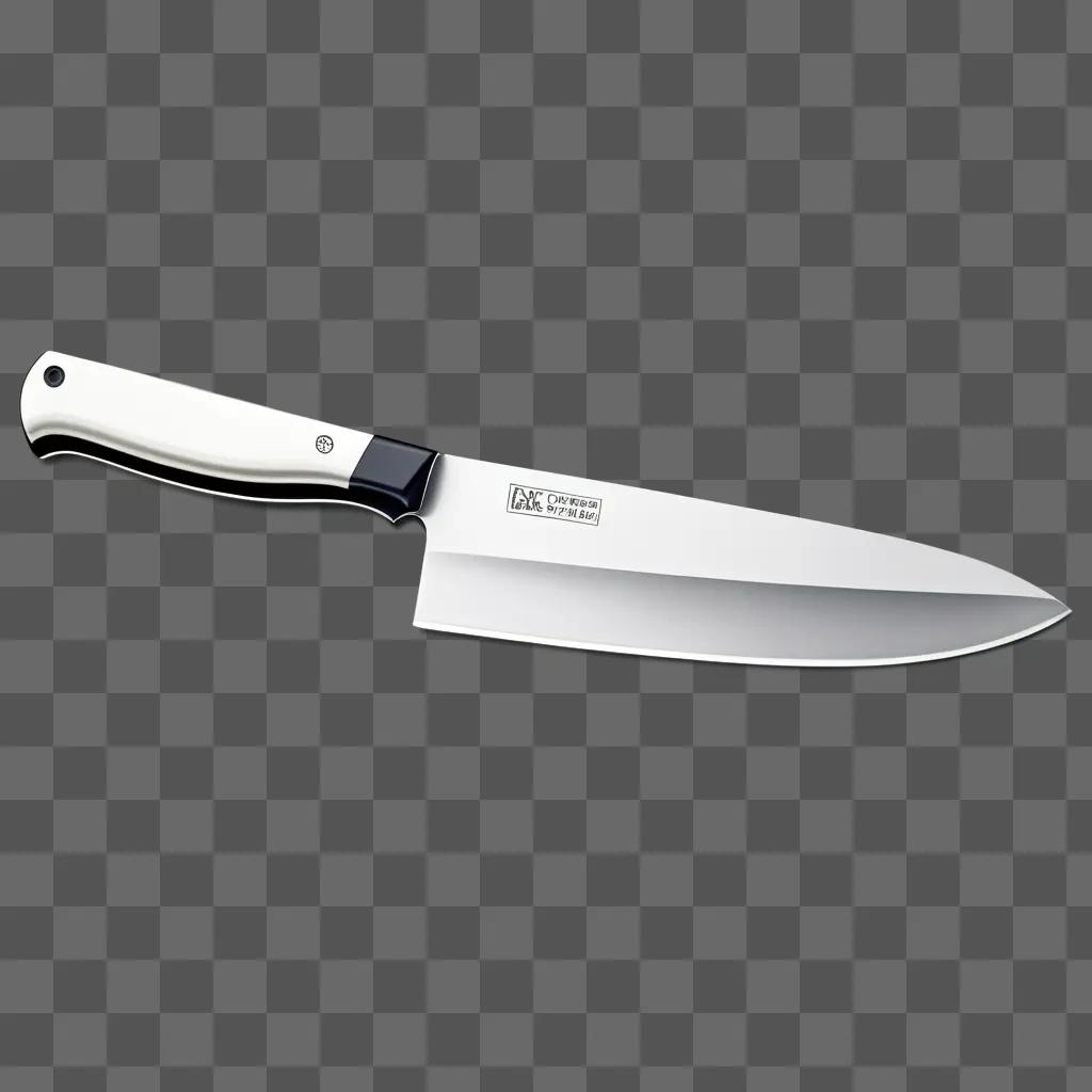 sharp knife with a black handle on a grey background