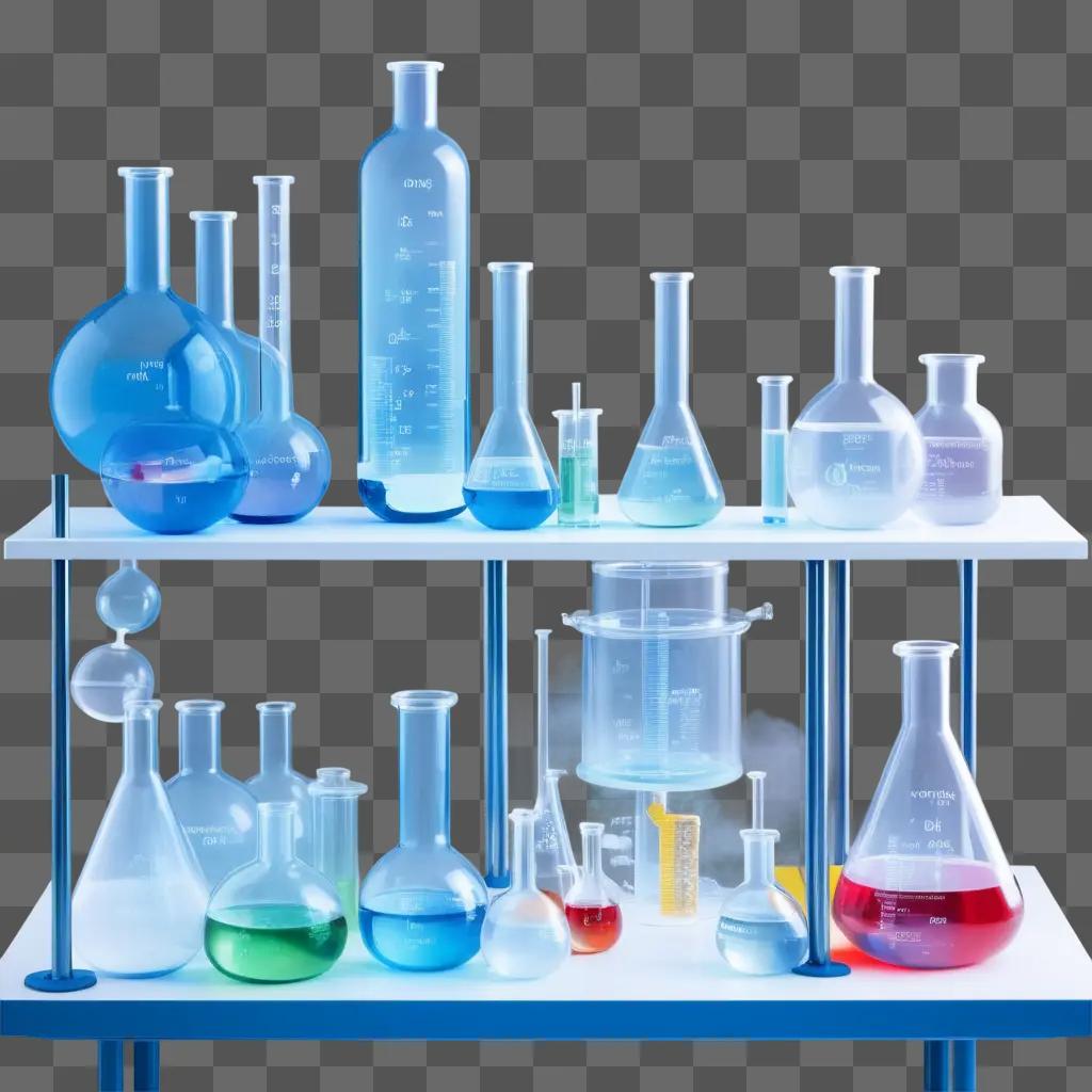 shelf filled with various chemical bottles