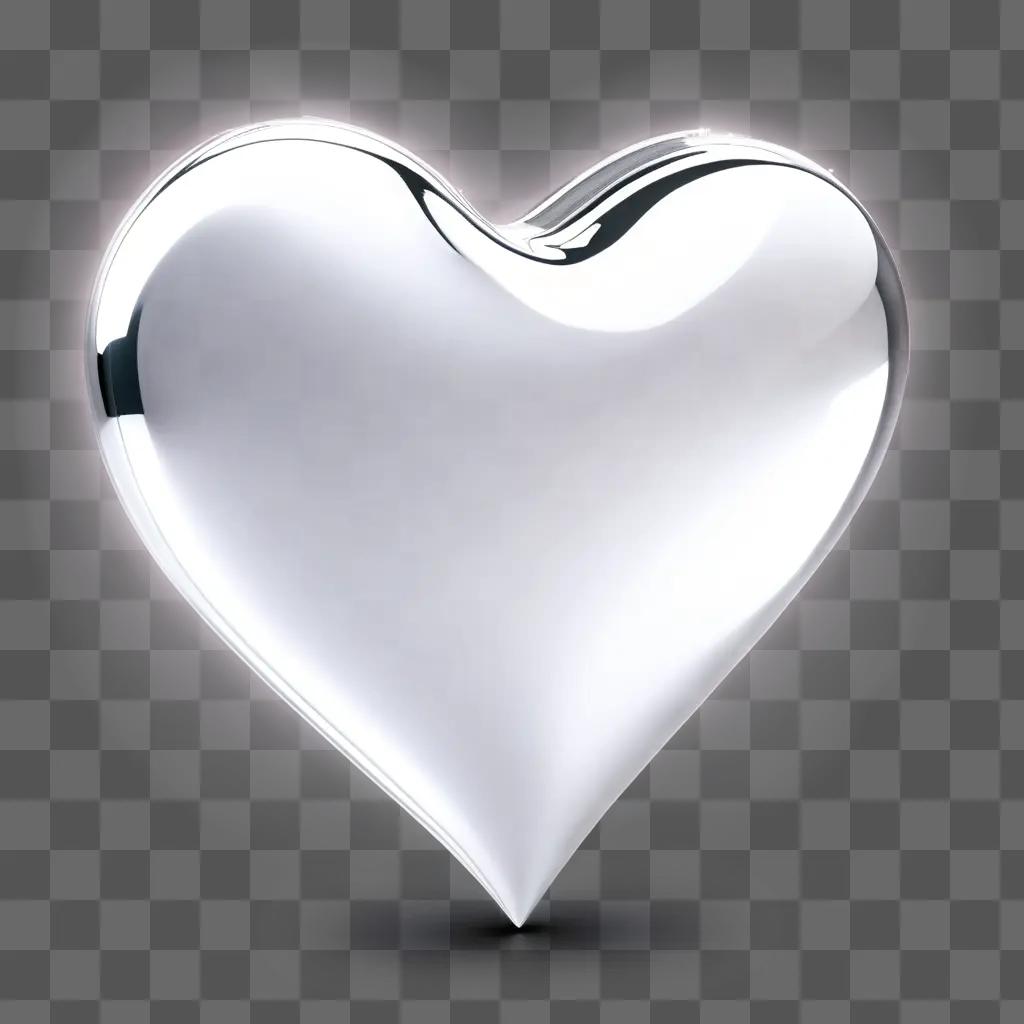 shiny metallic heart against a white background