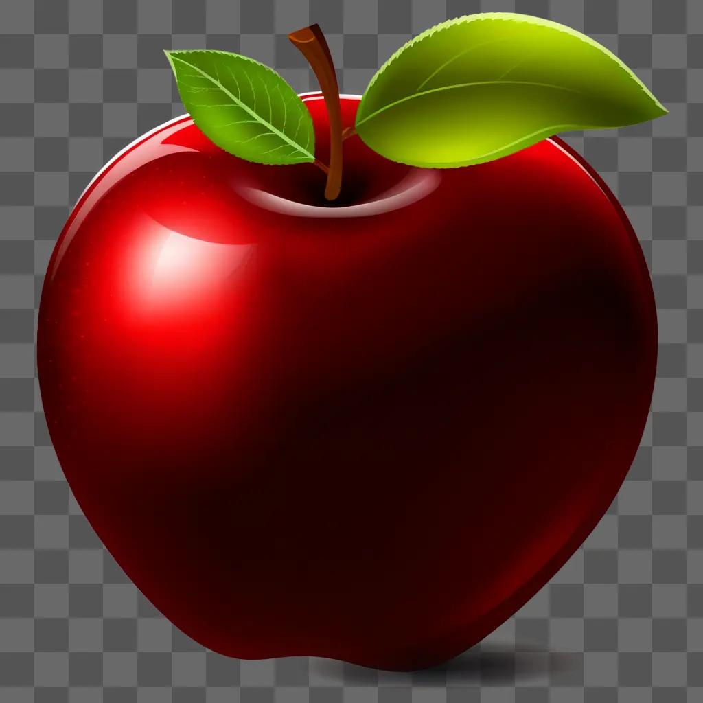 shiny red apple with a green stem