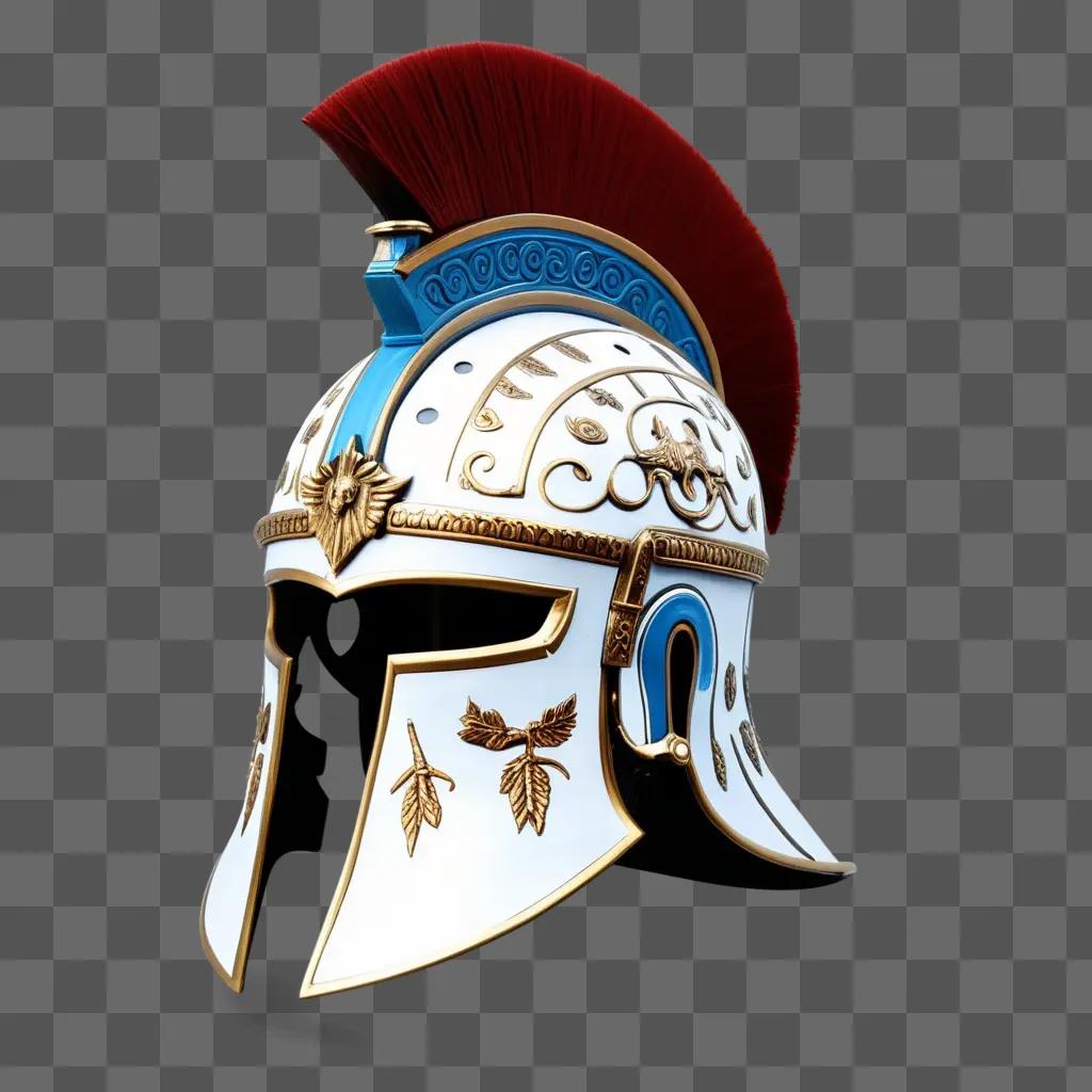 shiny silver war helmet with red hair