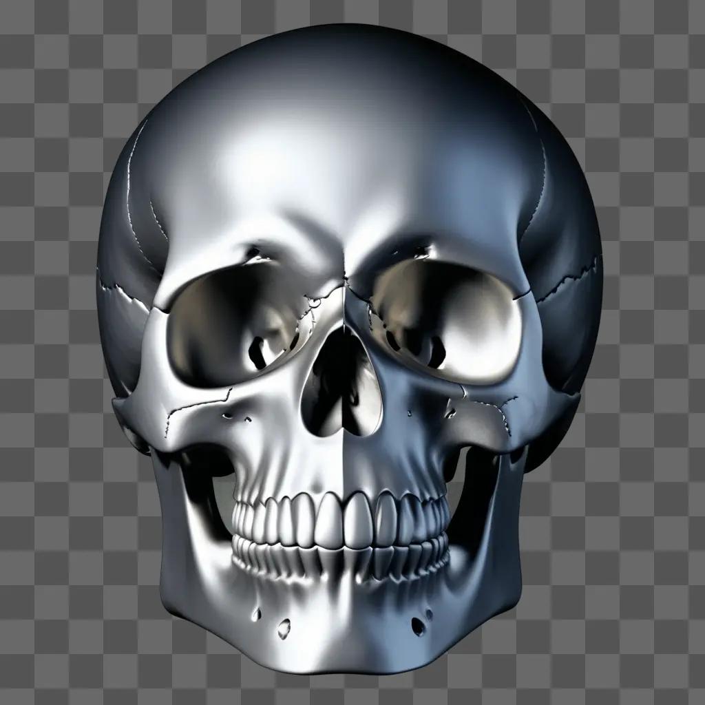 shiny skull is on a dark background