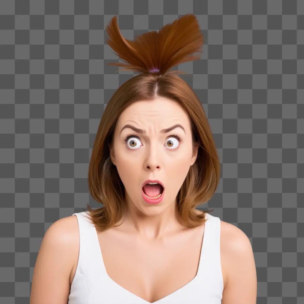 shocked woman with a ponytail