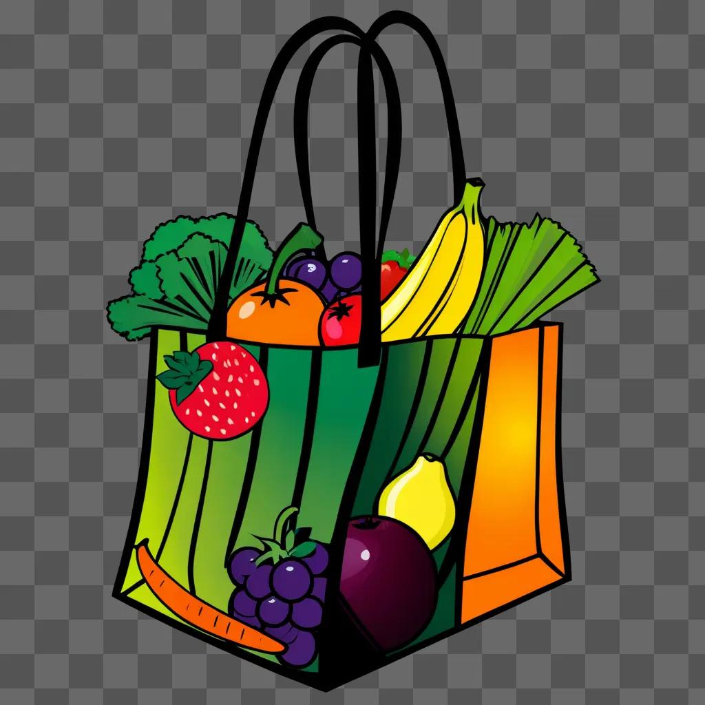 shopping bag with fruits and vegetables