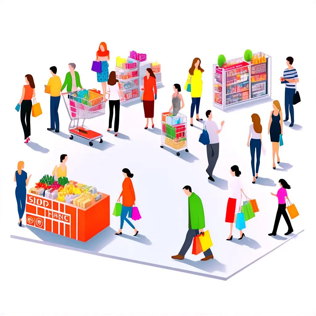 shopping illustration of people with shopping bags