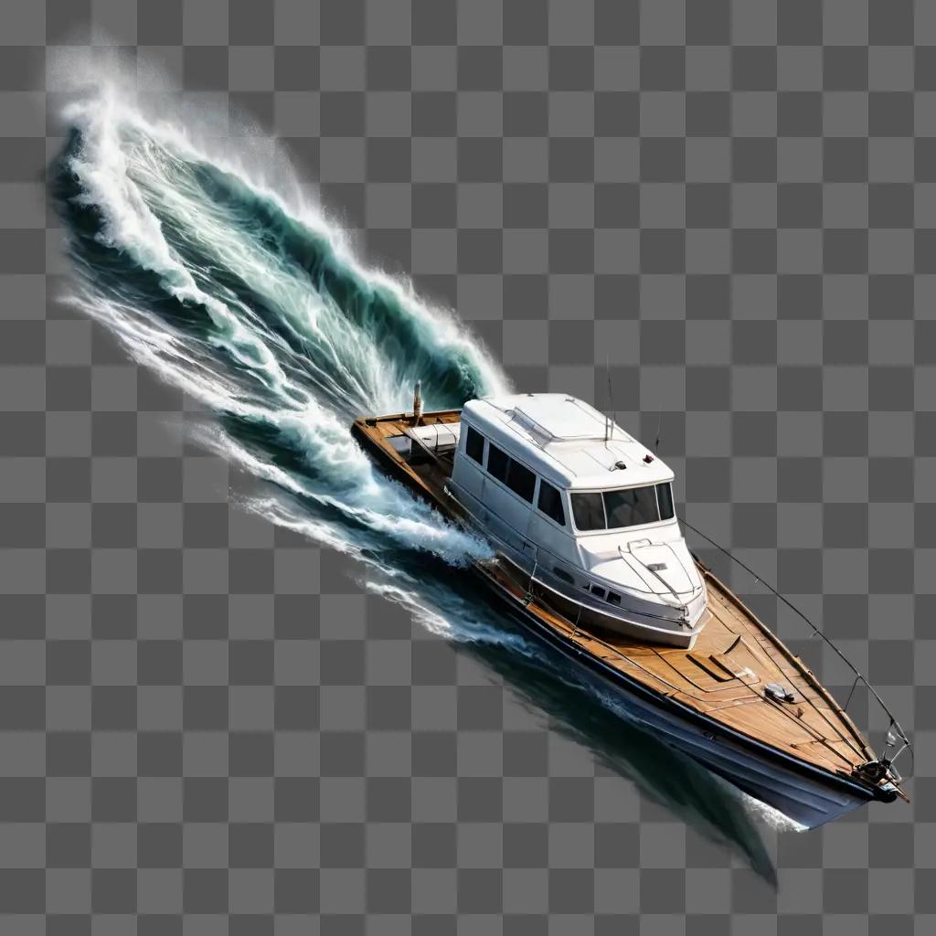 サイドボートの描画 嵐の中、ボートが水を切り裂く