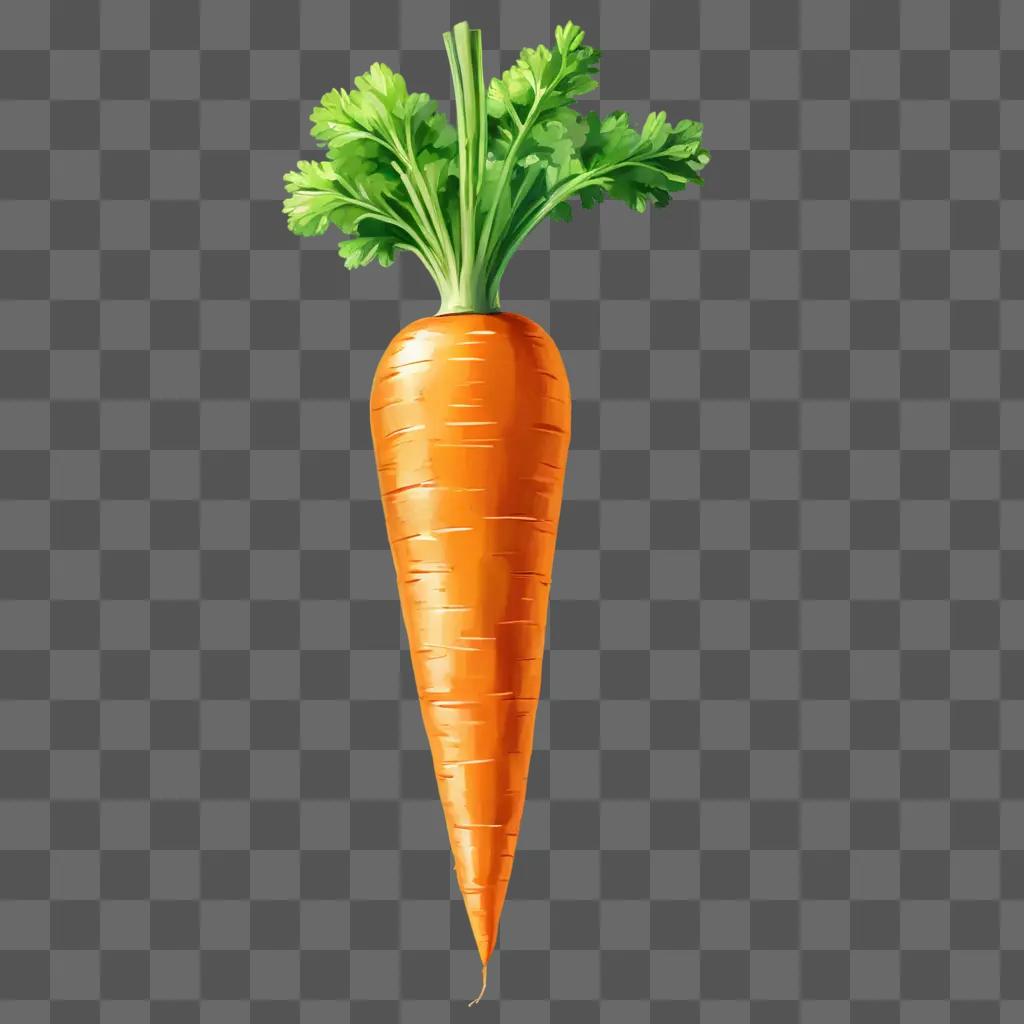 side carrot drawing A bright orange carrot with a green stem