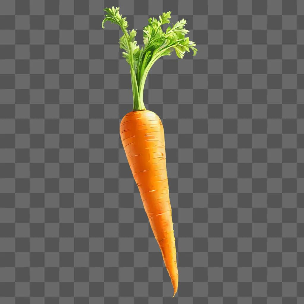 side carrot drawing A bright orange carrot with green tops