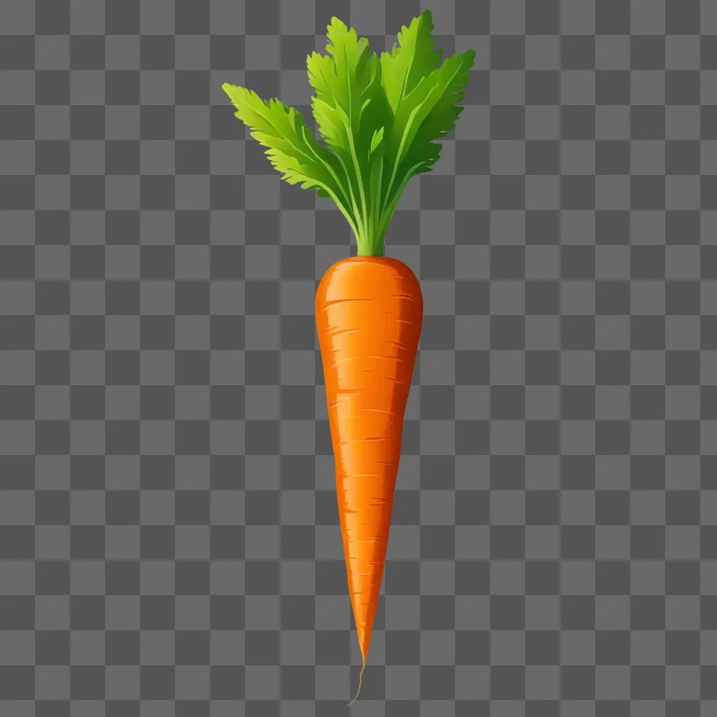 side carrot drawing A carrot with a leaf on top is on a yellow background