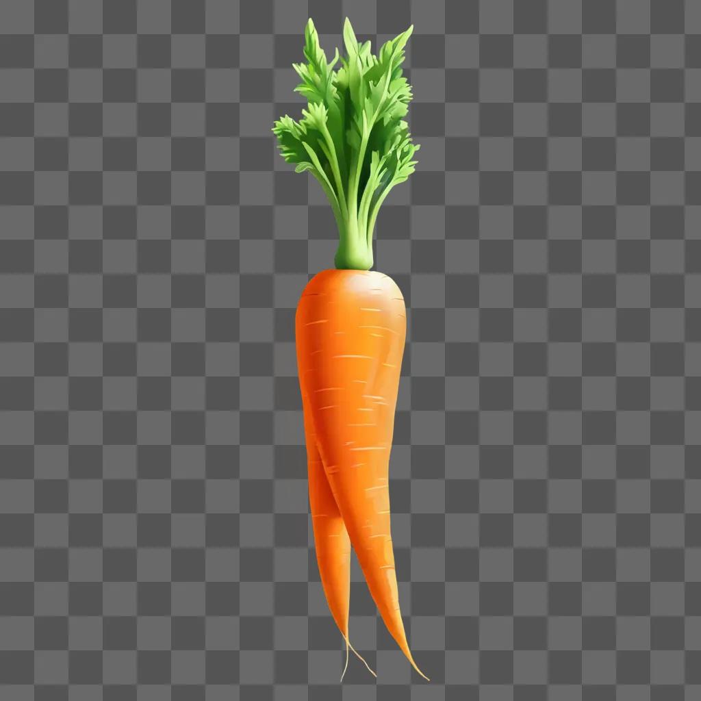 side carrot drawing A carrot with green leaves and a stem