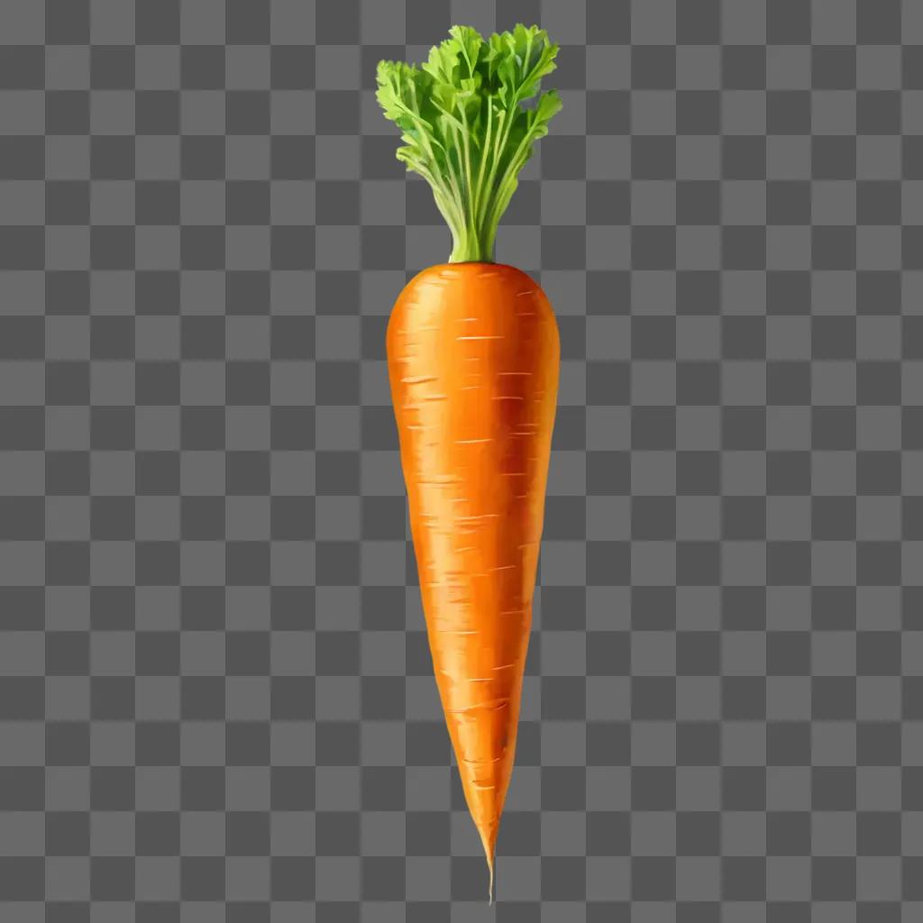 side carrot drawing An orange carrot with green leaves on a beige background