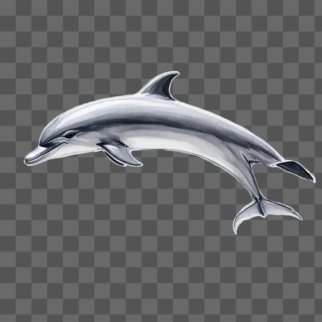 side dolphin drawing A dolphin in a white and silver image