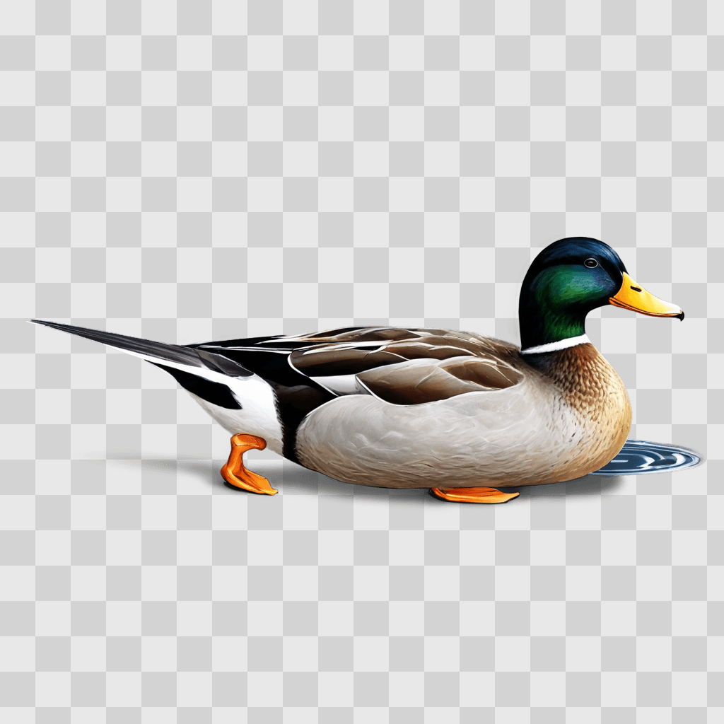 side duck drawing A duck with a green beak is shown