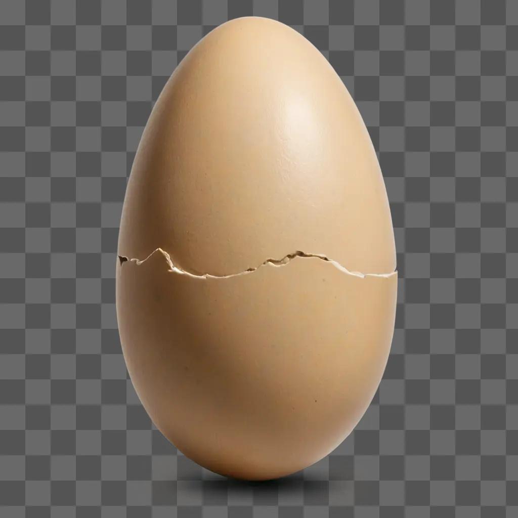 side egg drawing A cracked egg on a beige background