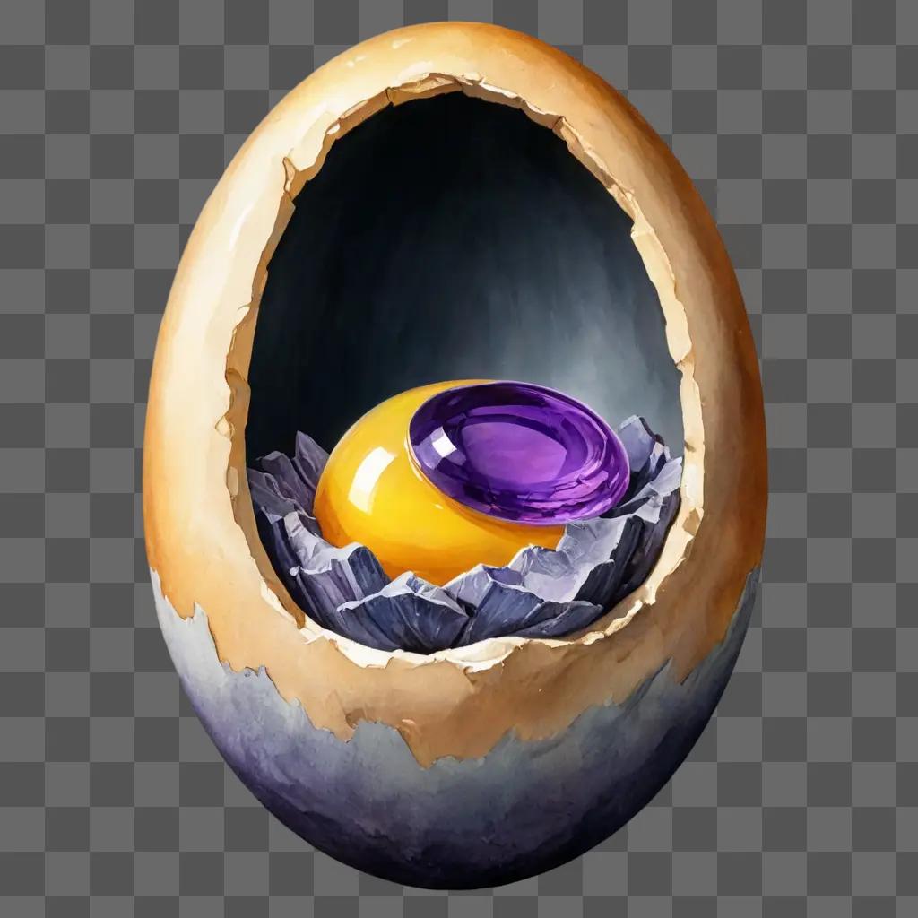 side egg drawing An egg with a purple yolk inside it