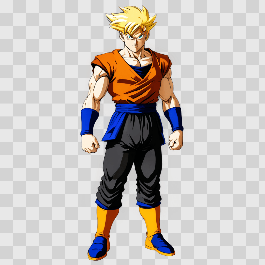 side football drawing Goku poses for a photo with a glow around him