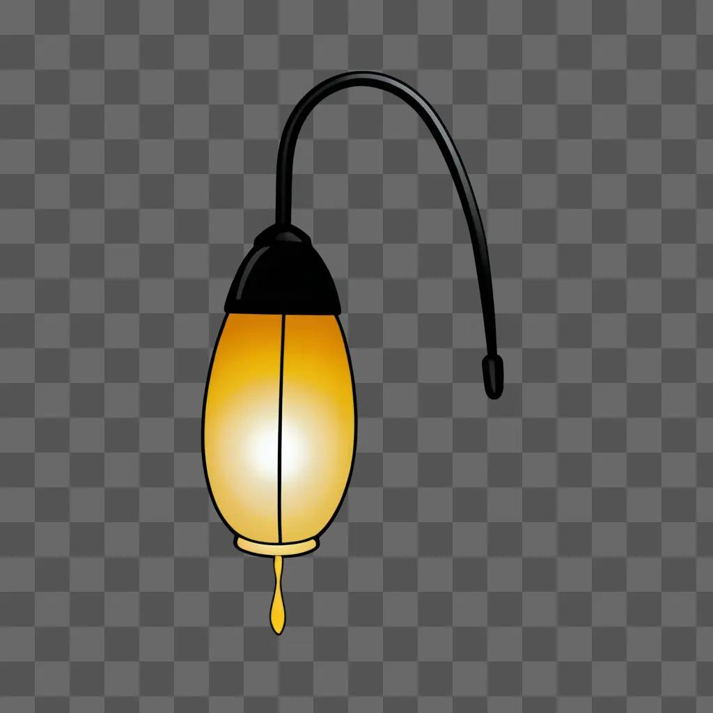 side gift drawing A lamp with a black cord hangs on a wall