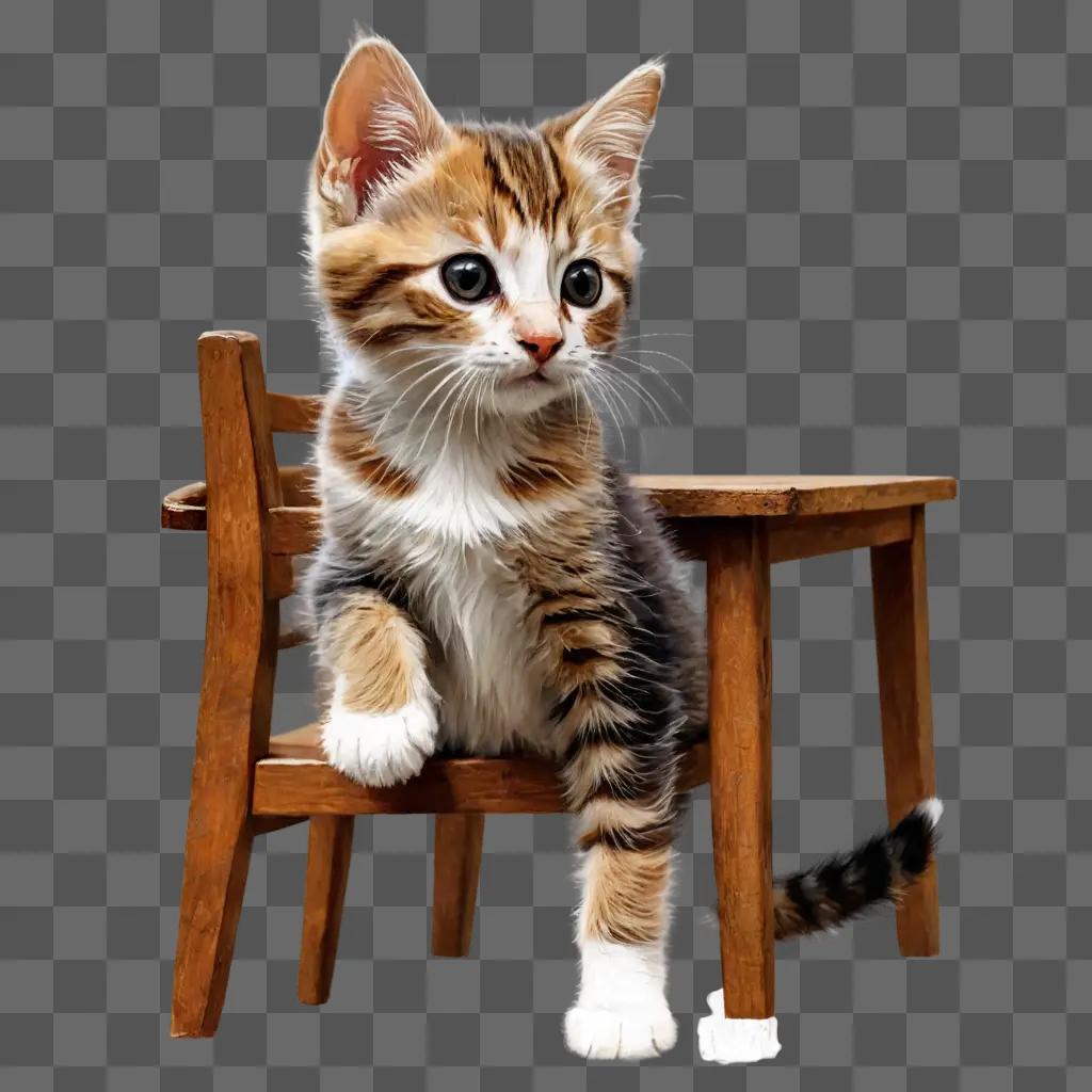 side kitten drawing A kitten sitting on a wooden chair