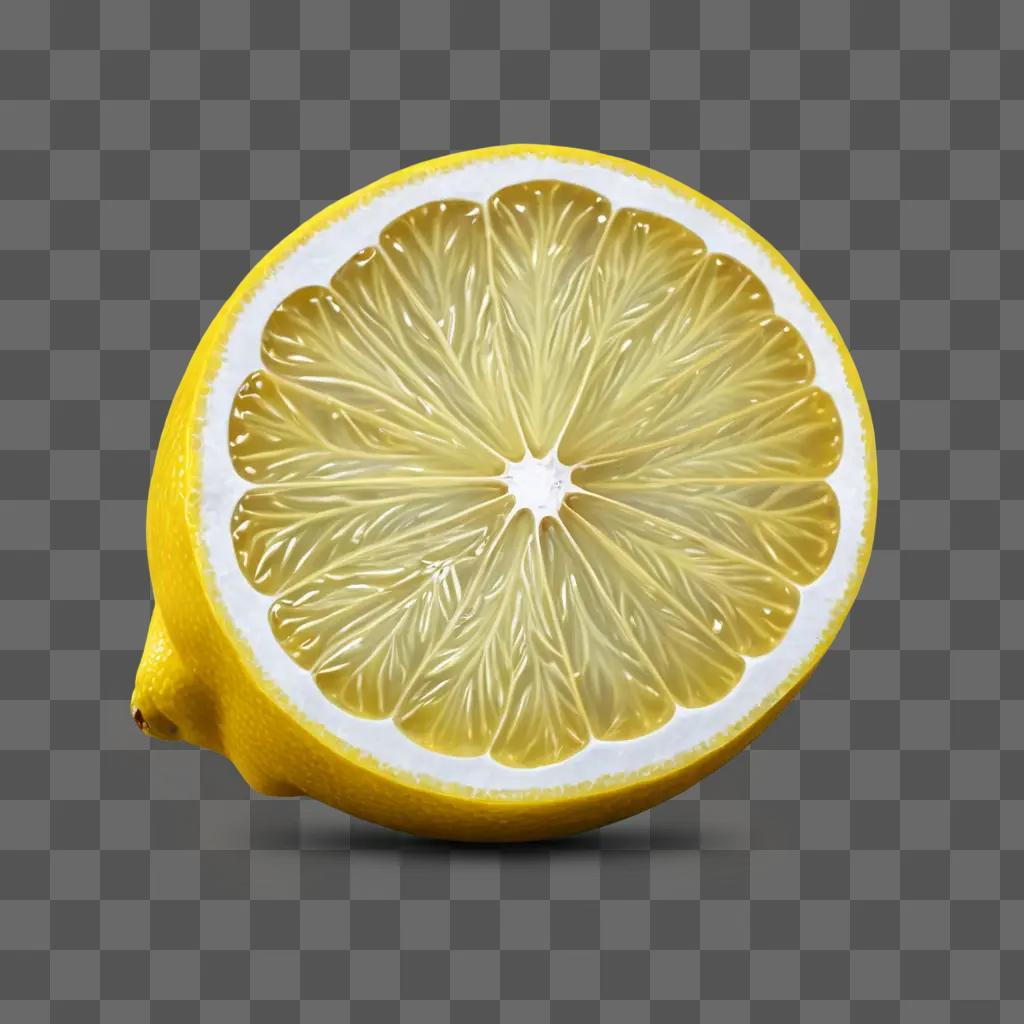 side lemon drawing A half-sliced lemon on a yellow background