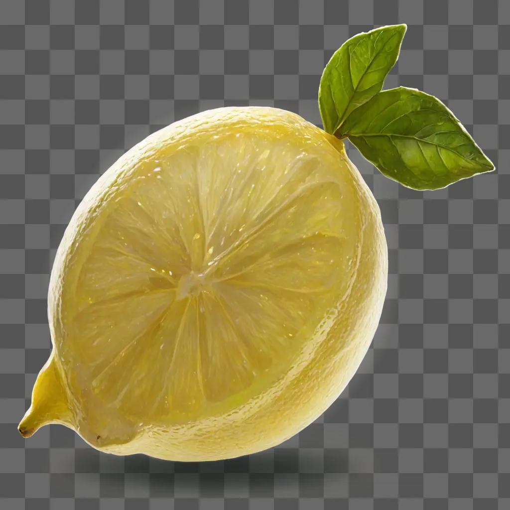 side lemon drawing A half-sliced lemon with a leaf