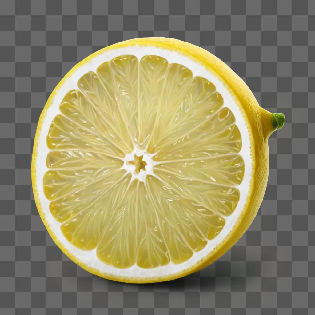 side lemon drawing A slice of lemon is displayed on a yellow background