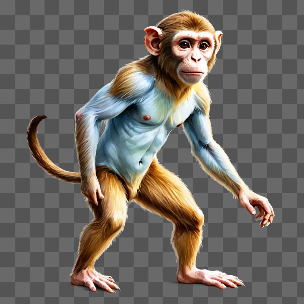 side monkey drawing Monkey posing for photo in cartoon style