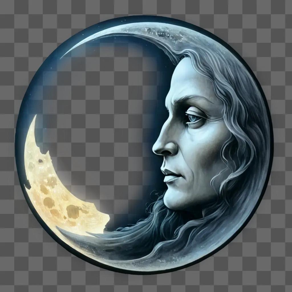 side moon drawing A womans face is shown in a moonlit scene