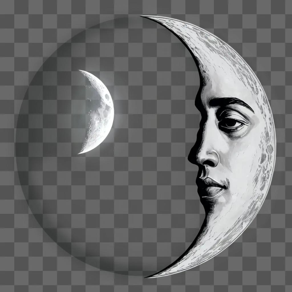 side moon drawing A womans face with a moon behind her