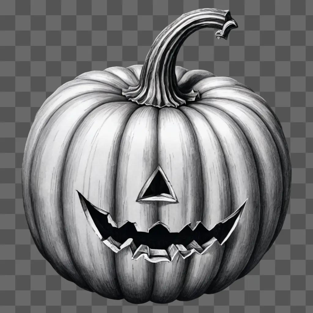 side pumpkin drawing A black and white drawing of a jack-o-lantern