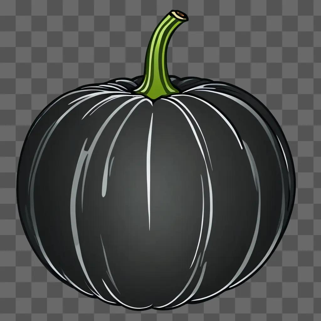 side pumpkin drawing A black pumpkin is on a dark background