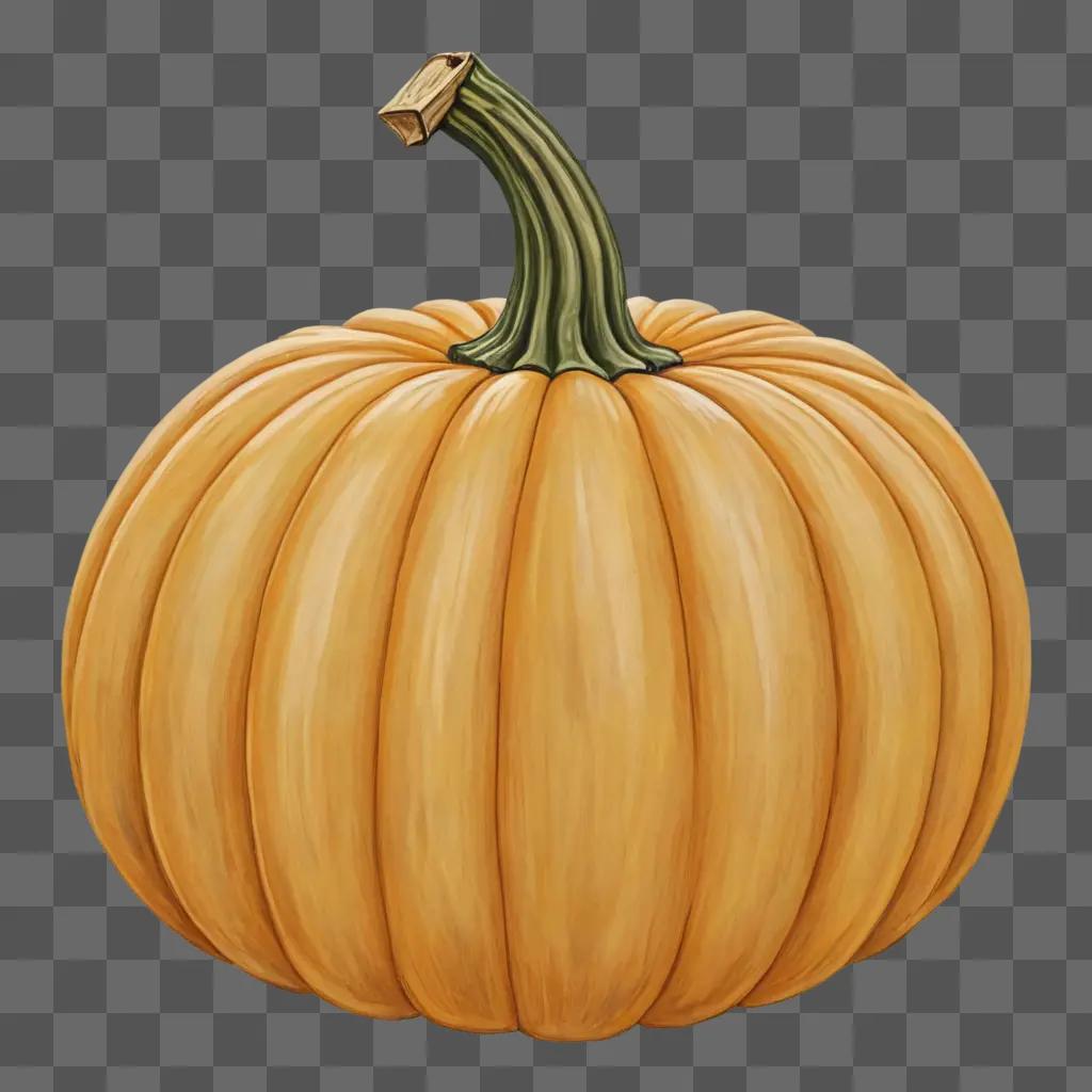 side pumpkin drawing A pumpkin is on a yellow background