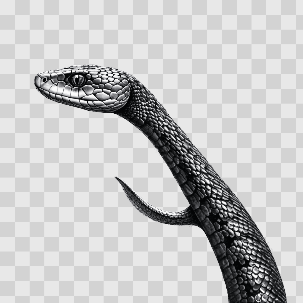 side snake drawing A snake with a black and white head