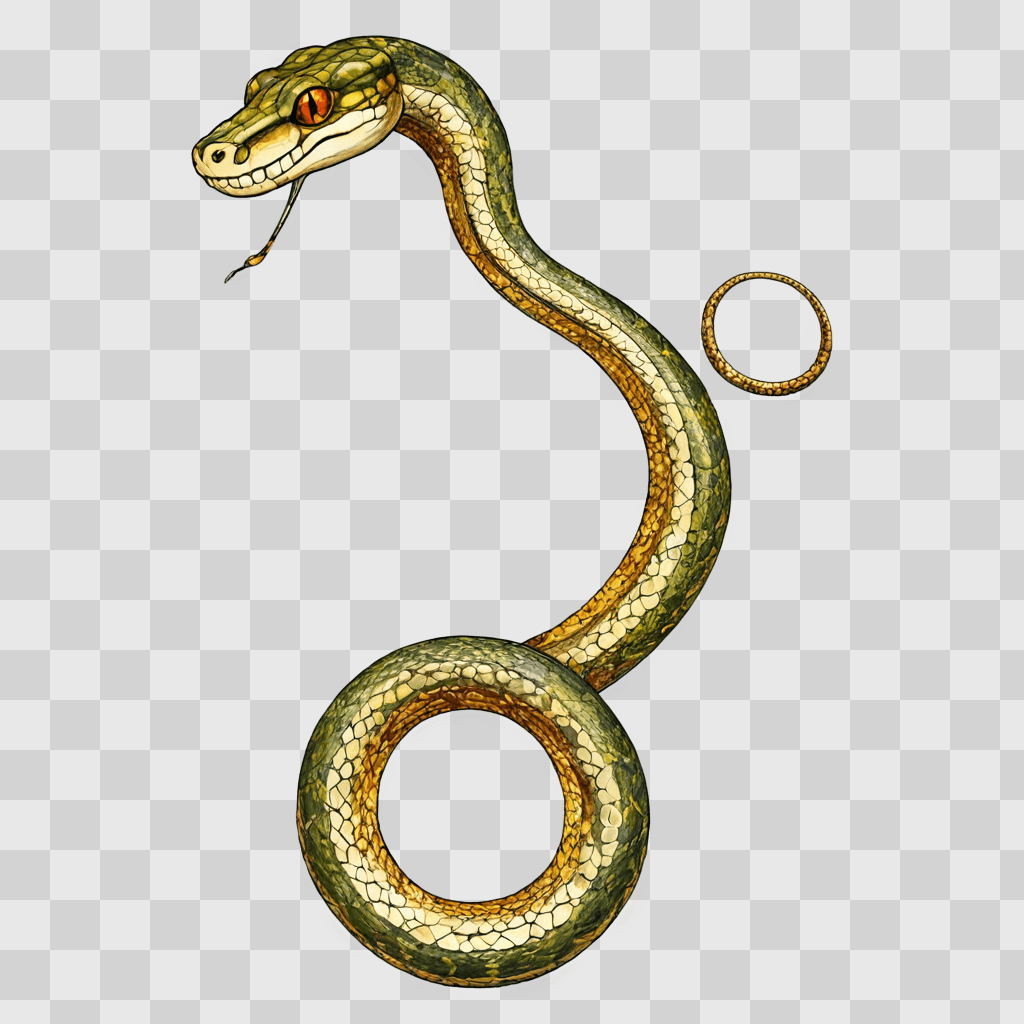 side snake drawing A snake with a ring around its neck