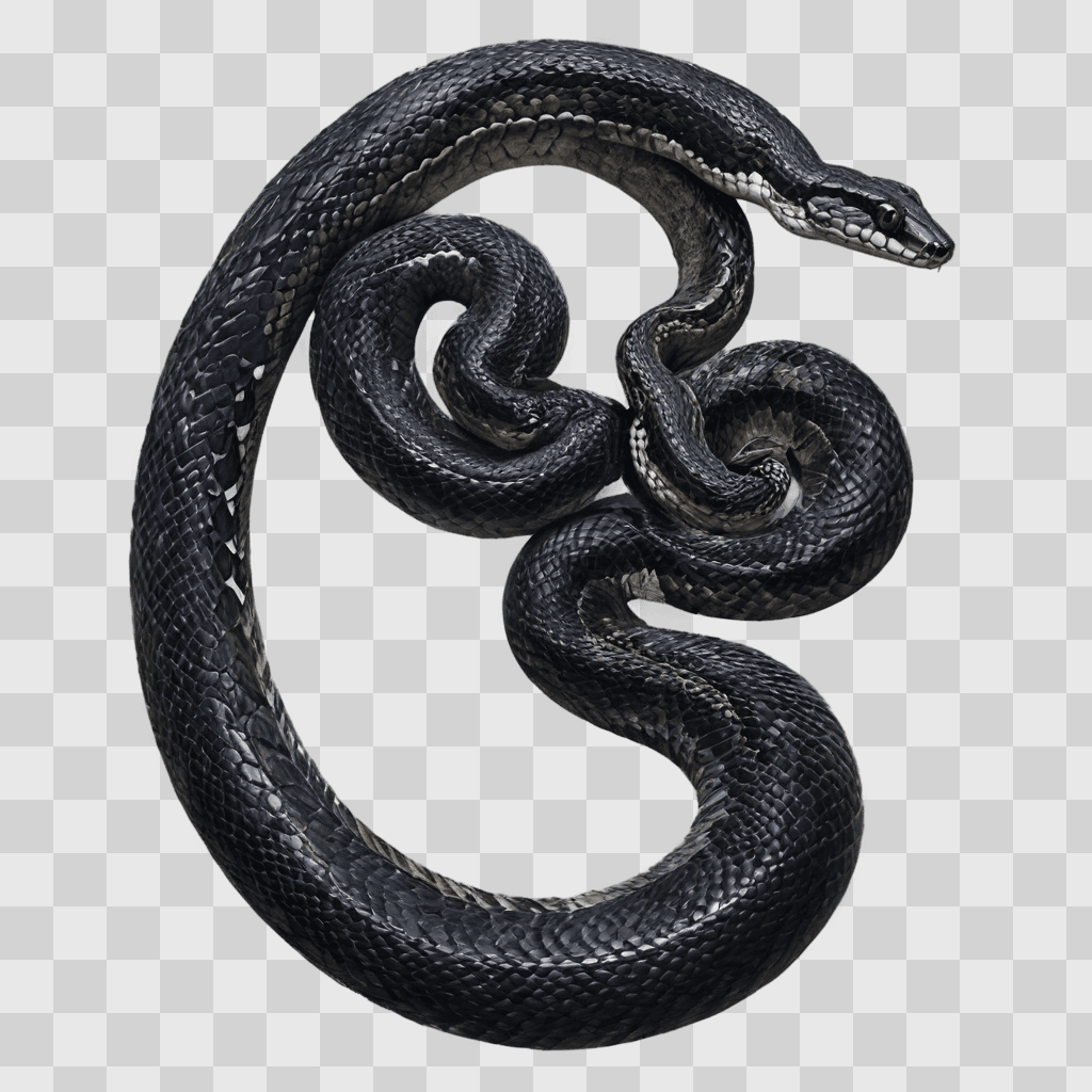 side snake drawing Black snake with white marking on head