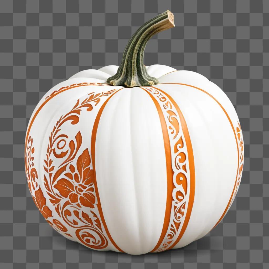 side view of a painted pumpkin with a floral design