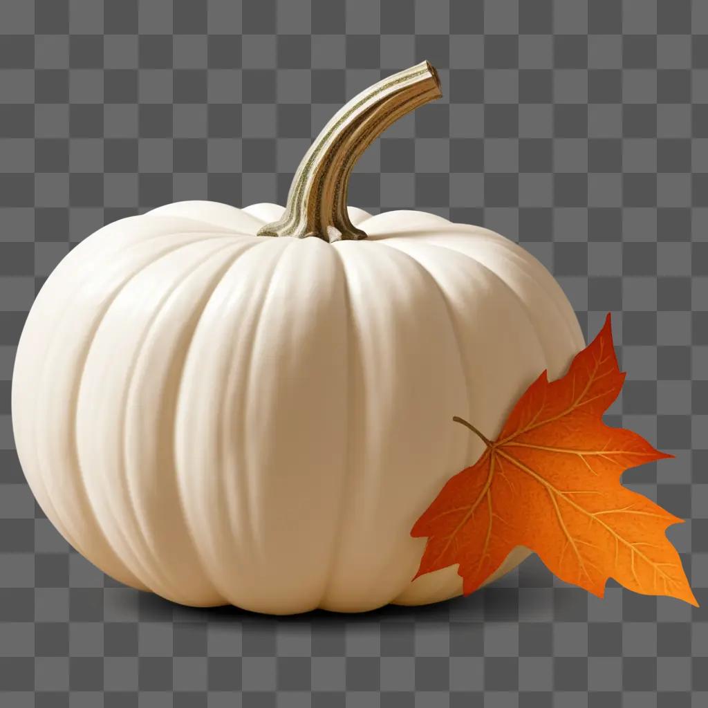 side view of a pumpkin with a leaf