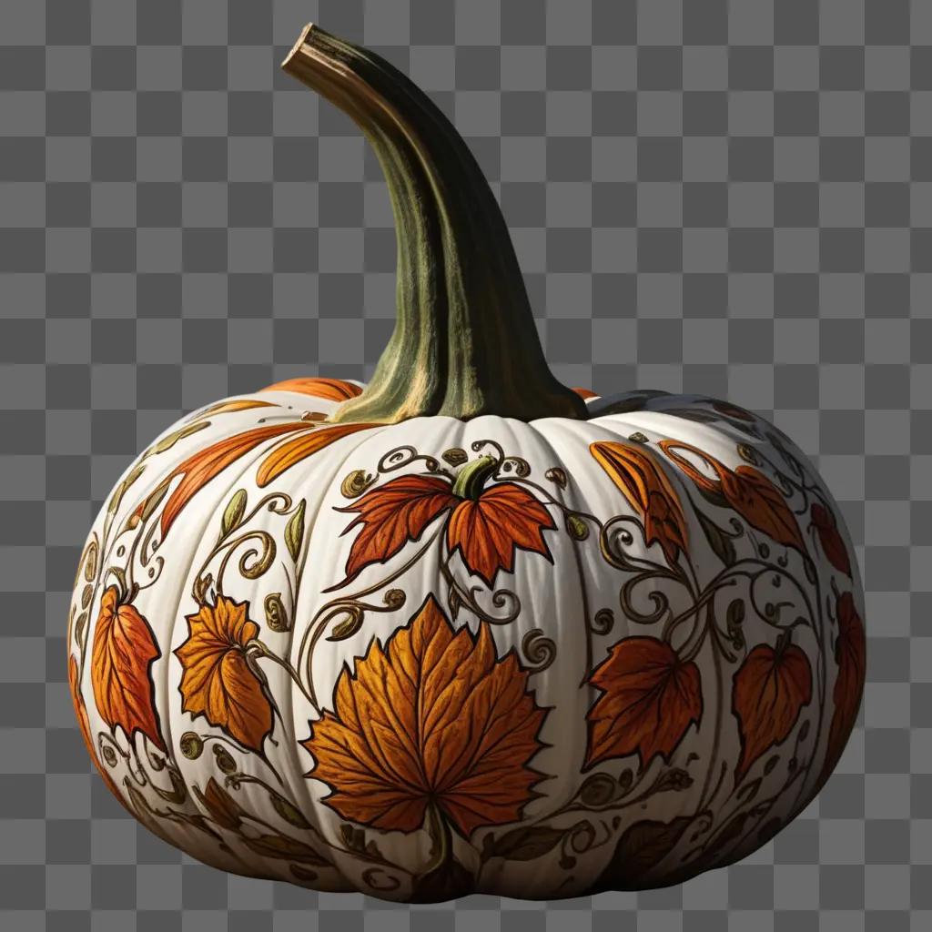 side view of a pumpkin with leaves