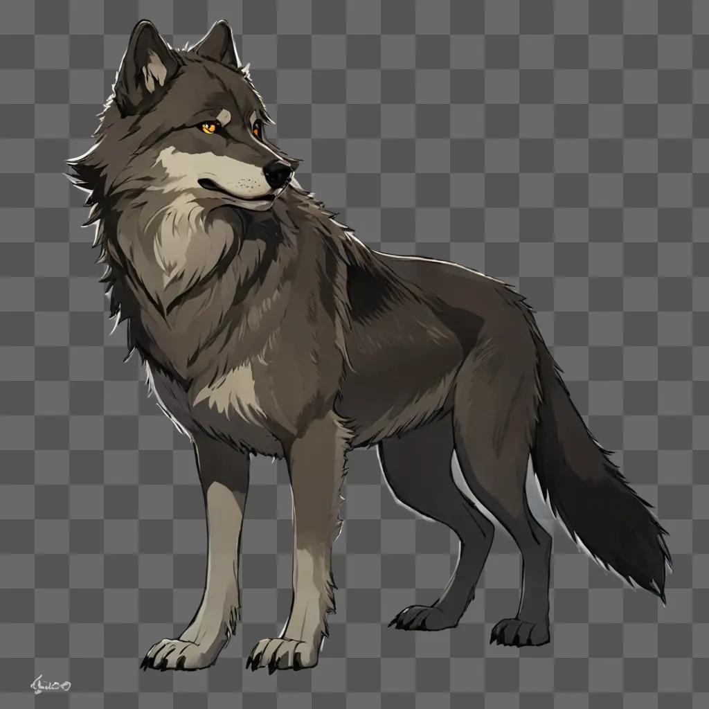 side wolf drawing A wolf stands with glowing eyes against a dark background