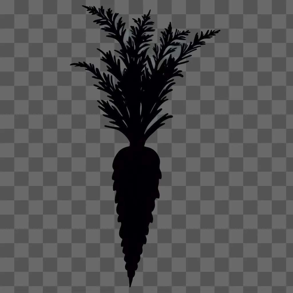 silhouette of a carrot plant against a dark background